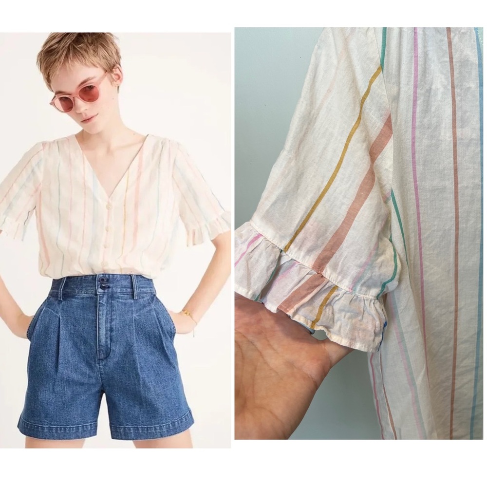 Madewell Women's Rainbow Striped Button Up Blouse - size S